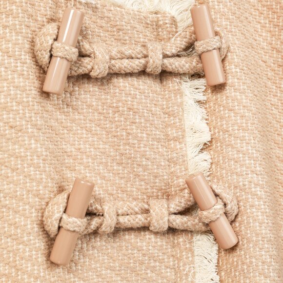 Twinset Taupe Cotton-Blend Tweed Frog-Fastener Jacket - Picture 7 of 14